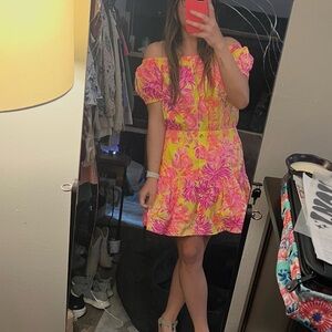 NWT Lilly Pulitzer Jesiba Romper in Calla Yellow/Floral Coral NWT - Size Large